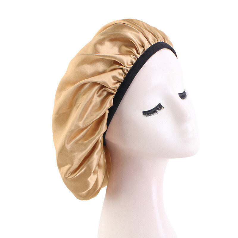 Thin Brim Satin Hair Caps Double Layer Adjust Sleep Night Cap
