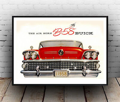 Wall art Buick 58 old motor car advertising Reproduction. Poster