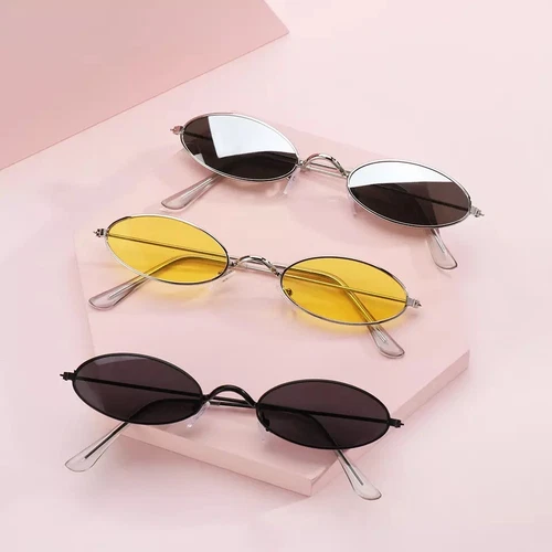 Fashion Retro Small Oval Sunglasses Vintage Shades Sun Glasses Men Women - Picture 2 of 20