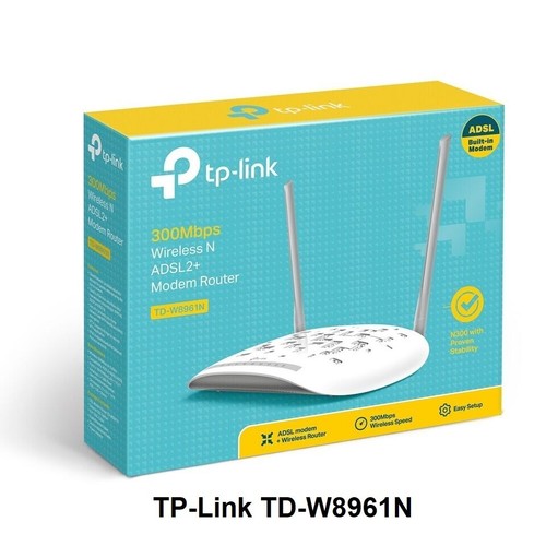 TP-Link TD-W8961N WiFi 300Mbps Bezprzewodowy router modemowy ADSL2+ 2x antena 4-portowa LAN - Zdjęcie 1 z 5