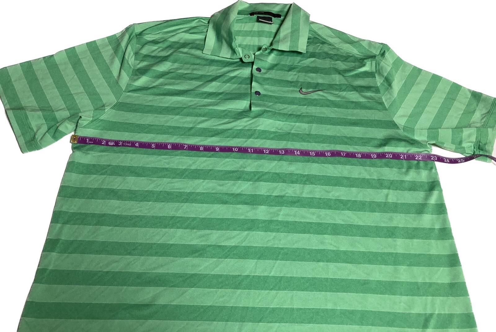 Nike Shirt Mens L Green Polo Short Sleeve Tiger Woods Collection Striped Dri-Fit thumbnail 7