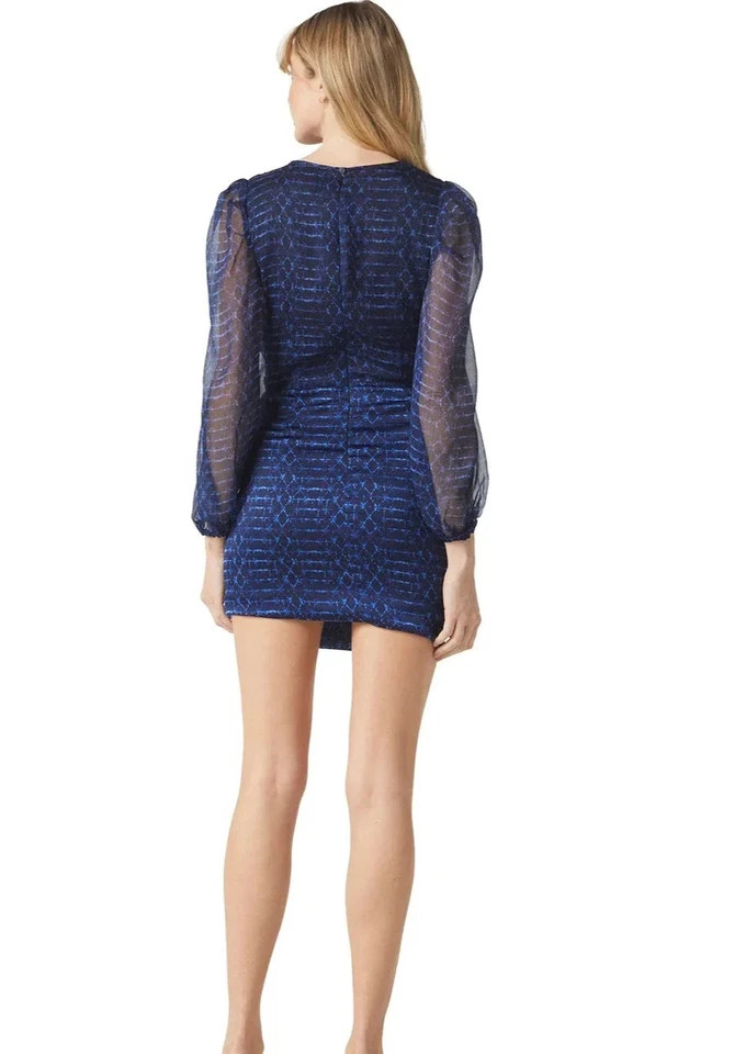 MISA Amber Sheer Sleeve Mini Dress - Midnight Mix Size XS NWT