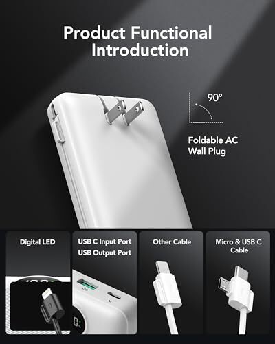 20000mAh Fast Charging Power Bank with USB-C and 4 Outputs in White 20000mAh Fast Charging Power Bank with USB-C and 4 Outputs in White
