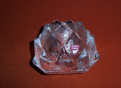 NIMBUS. Orrefors Glas Kerzenhalter, entworfen von Berit Johansson 1979-83.