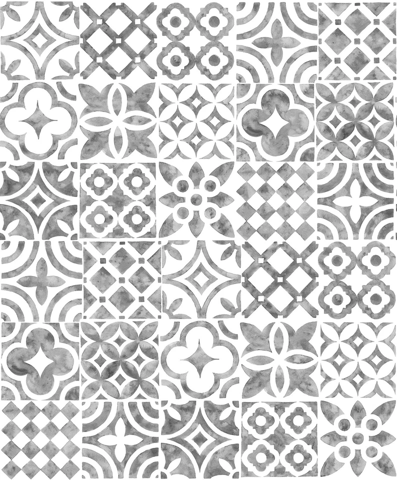 Wachstuchtischdecke PVC "Kachel grau" mediterranes Fliesenmuster 140cm breit - Bild 1 von 1