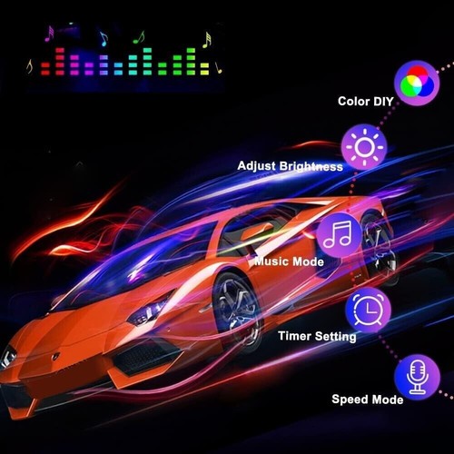 Striscia LED Auto, Luci LED Interne per Auto con 48 LEDs, 9 Colori Luci - Foto 2 di 8