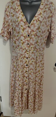 Numph Nubabette Pink Floral Midi Length Tea Dress Size 38 UK 10