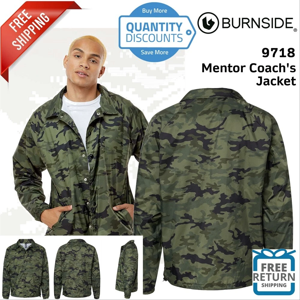 Burnside Men Coaches Nylon Jacket Side Pockets Elastic Cuffs 9718 Up To 3XL  | eBay