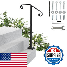 Vlaeng Handrails For Outdoor Steps-Single Post Wrought Iron For 1 2