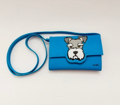 Marc Tetro Schnauzer Blue Crossbody Purse Wallet