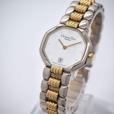 Dior Damenuhr Datum Octagon Weiß Kombination Christian D.19085