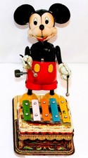HIGH GRADE DISNEY 1950s ALL METAL VS. MICKEY MOUSE XYLOPHONE LINEMAR WIND-UP TOY