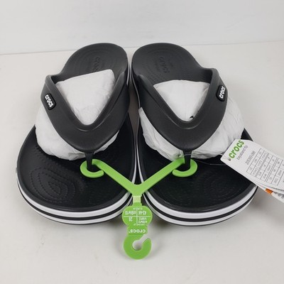 Crocs Bayaband Flip Mens Sz 10 Womens Sz 12 Black White Slip On Sandals Crocs Bayaband Flip Mens Sz 10 Womens Sz 12 Black White Slip  main image 3
