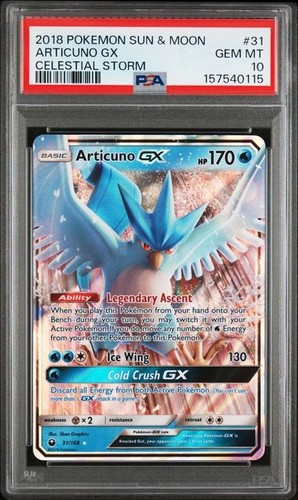 Articuno GX 31/168 PSA 10 SM Celestial Storm Holo Pokémon TCG Low Pop