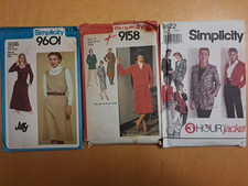 Simplicity Sewing Patterns Mixed lot 1990s originals- jacket, coat, dress