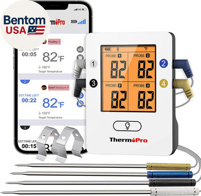 TP25 650FT Wireless Meat Thermometer with 4 Probes, Bluetooth Meat Thermometer f