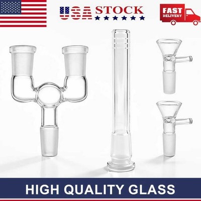 Tobacco Water Pipe 14mm Double female join converter with Glass Bowl,set of 4.
