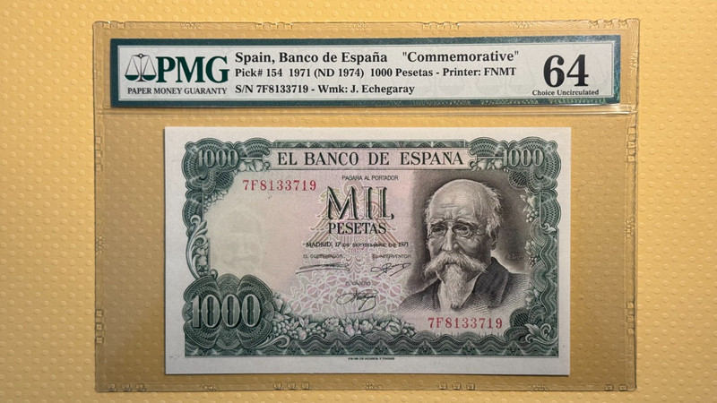 Spain Banco De Espana,  1,000 Pesetas 1971 (1974) ,PMG 64 '' Commemorative''
