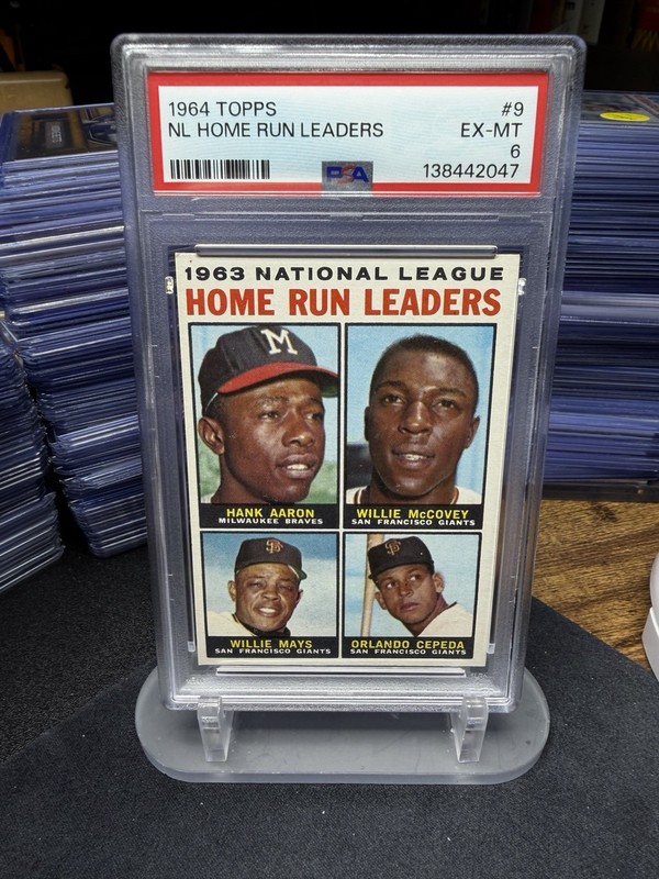 1964 Topps - League Leaders Willie Mays, Hank Aaron, Willie McCovey #9