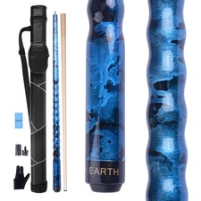Ergonomic Design 13mm Tip 58" Maple Pool Cue Stick Kit with Hard Case Blue 19oz