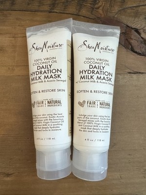 2 SheaMoisture 100% Virgin Coconut Oil Daily Hydration Milk Mask, 4 Oz Each