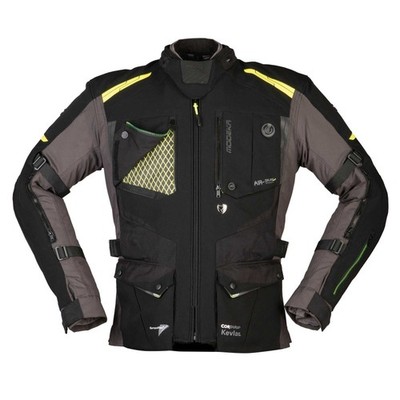 Modeka Talismen Motorradjacke schwarz-dunkelgrau-neongelb