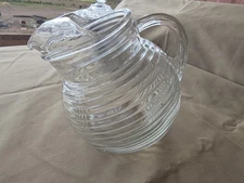Vintage Anchor Hocking Manhattan Clear Ribbed Ball  Pitcher  24 Oz GUC