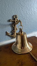 Bell Wall Hanging Ship Bell 6" Brass Anchor Boat Decor Nautical Chain TAIWAN