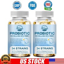 Raw Probiotics 100 Billion CFU Potency Digestive Immune Health 120 Capsules US