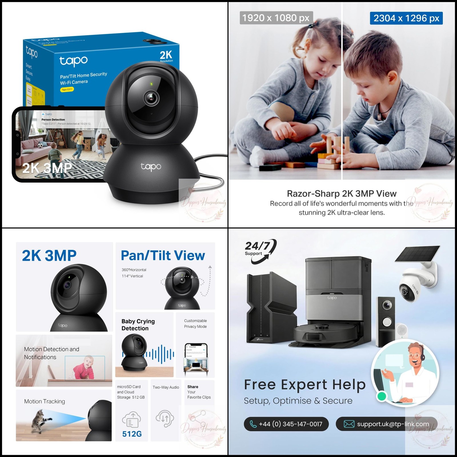 Tapo C211 2K 3MP Pan/Tilt Indoor Security Camera Pet Camera CCTV Camera