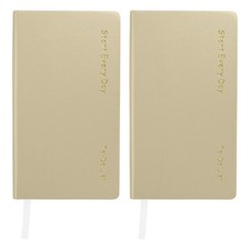 2Pcs A6 PU Daily Planner, 100Sheets/200 Pages Portable Soft PU Cover, Pearl Gold