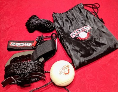 Zip-N-Hit Pro Baseball Training System Rebound Hitting Trainer w/ Ball, Cord Bag