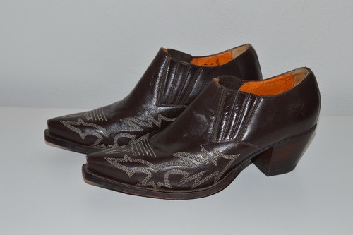 Frye Billy Shootie Chocolate Brown Leather Boots Booties sz 9 Western Ankle - Picture 2 of 7