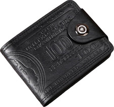 Men's Leather Wallet Bifold Card Photo Holder Handbag US 100 Dollar Bill