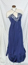 Vintage LORRAINE Navy Blue Silky Nylon Negligee Slip Gown Sz 38 Med. Lingerie