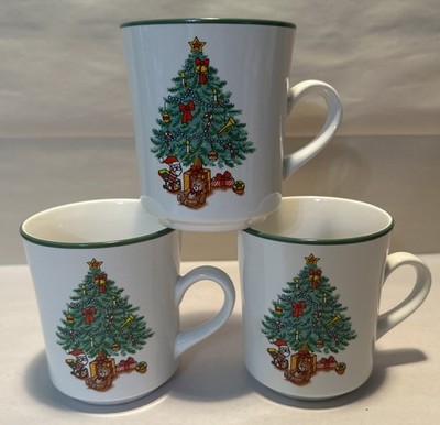 3 Anchor Hocking Stoneware HOLIDAY MAGIC 3 5/8'' Tall Coffee Mugs cups Japan