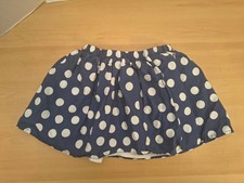 Toddler Girls Size 4 Navy Blue White Polka Dot Cotton Skirt Lined Elastic Waist
