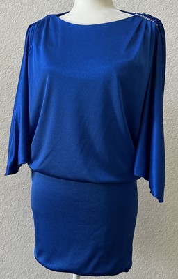 Betsy & Adam Bold Glam Top 4 Sleeves With Open Arm Slits Rhinestone Trim LNWOT