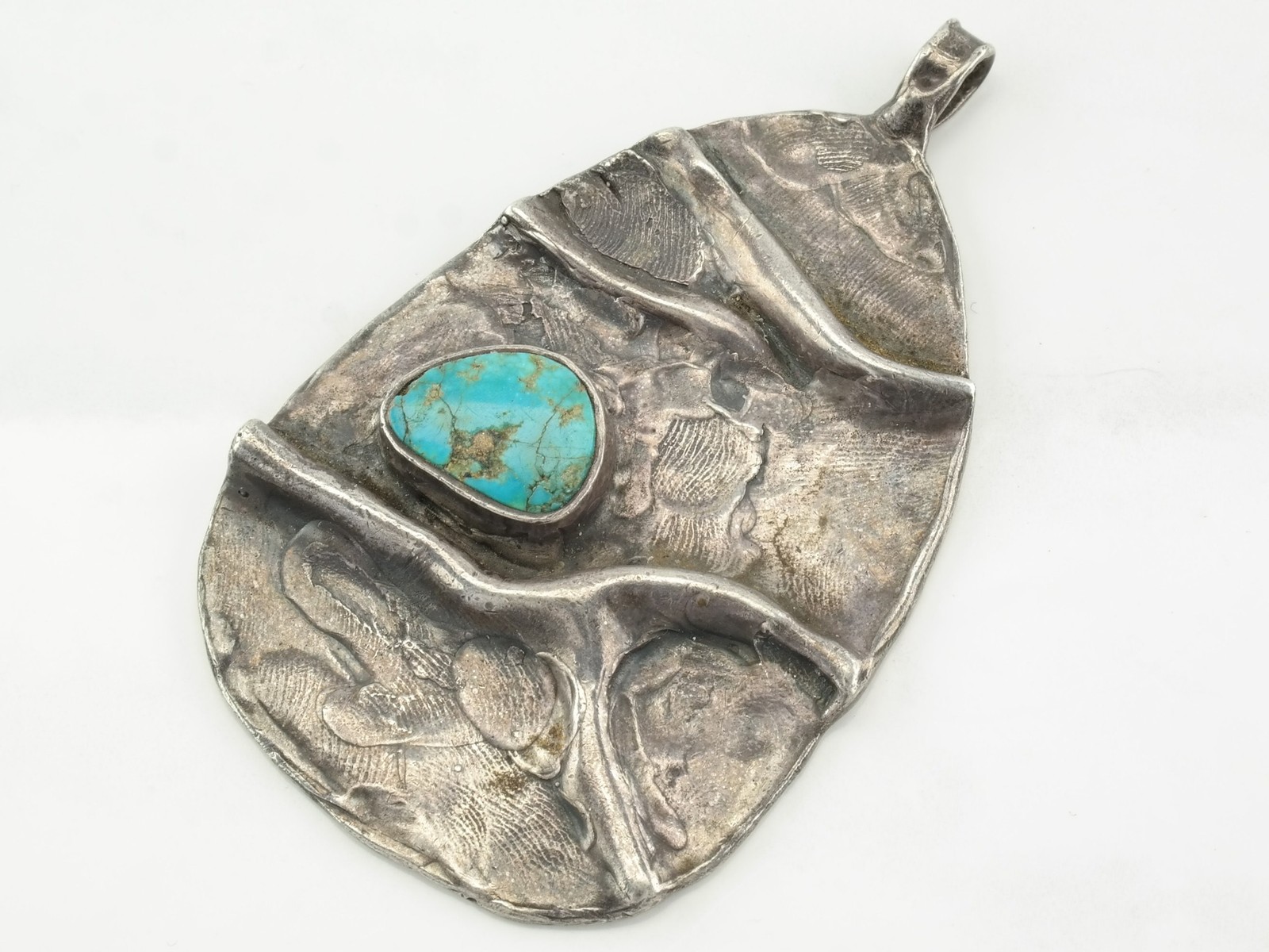 Brutalist Abstract Turquoise Statement Sterling S… - image 1