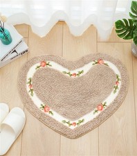 17.7x19.7 Inch Camel Heart Shaped Floral Rural Style Rug Water Absorbent Mat