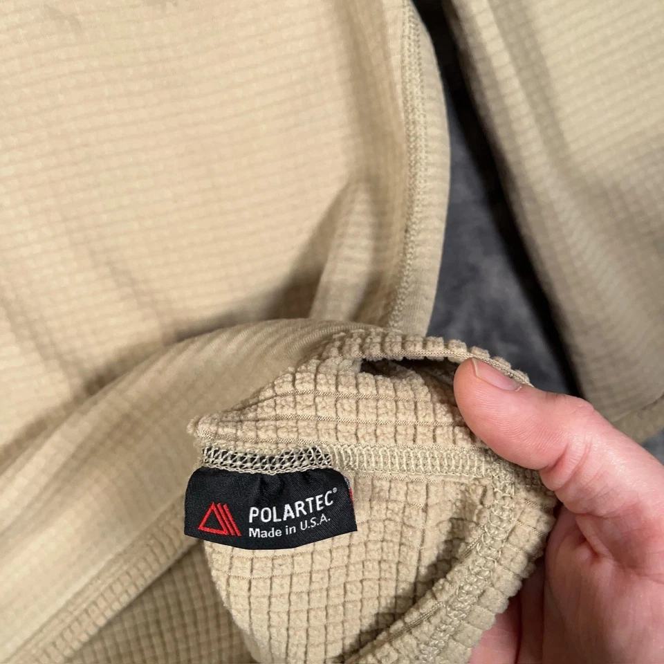 Pullover Polartec Rejilla Térmica Polar Para Hombres Grande Bronceado Cuarto Cremallera Hecho en EE. UU. Senderismo Foto 4 de 4