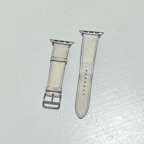 Bracelet Hermès Apple Watch blanc bracelet cuir blanc simple tour 38 40 41 42 mm - Photo 2 sur 5