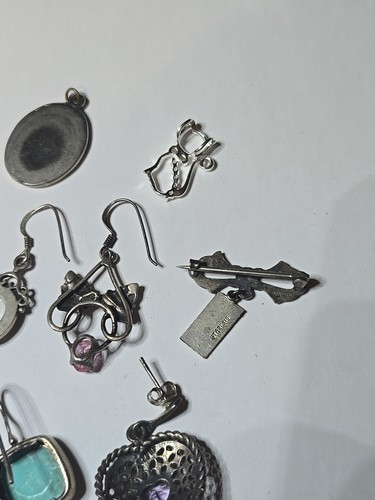 Vintage Schmuck Konvolut Sterling Silber 925 Anhänger Charms einzelne Ohrringe Pins 47,5g - Bild 14 von 22