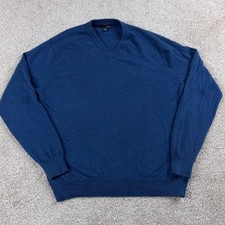 Club Room Sweater Mens Large Blue Cashmere Estate Pullover Preppy V Neck Comfort