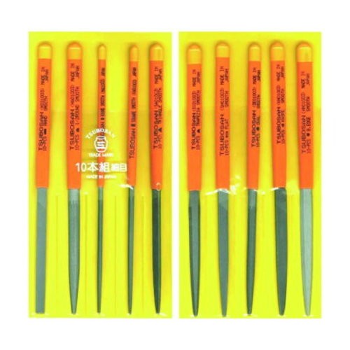 Tsubosan 10pcs Needle File Set Smooth Cut ST01003 185mm Japan Metalworking Tools