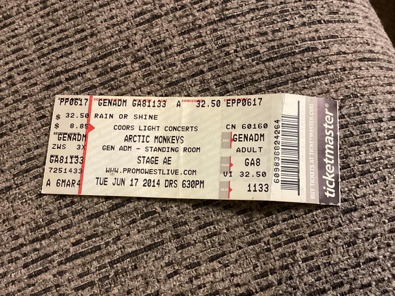 Ticket Stub - ARCTIC MONKEYS - 17 June 2014 - Console Energy Center - PITTSBURGH