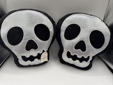 Set Of 2 Target Bullseye Halloween Skull Velvety Soft Throw Pillow NEW Skeleton