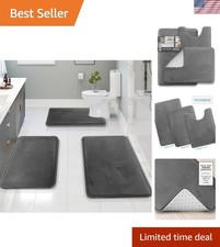 Elegant 3-Piece Bath Rug Set - Dark Grey, Non-Slip, Ultra Comfort for Your Home
