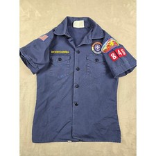 Boy Scouts of America Uniform Shirt Kids Youth Medium Blue Patches Short Sleeve