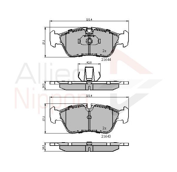 Brake Pad Set For Disc Front Fits Alpina BMW Wiesmann ALLIED NIPPON ADB01023